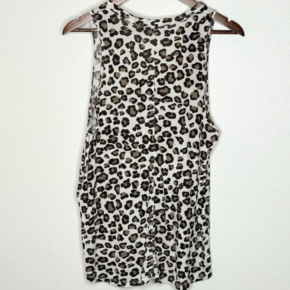 Monrow Scoop Neck Leopard Print Tank Top - Women’s US M - Picture 3 of 8